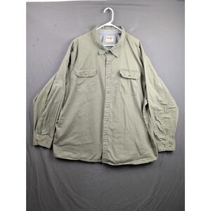 Wrangler Authentics Mens Green Long Sleeve Twill Button Up Shirt 3XL